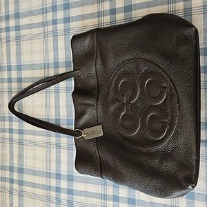 Coach pebbled black leather tote